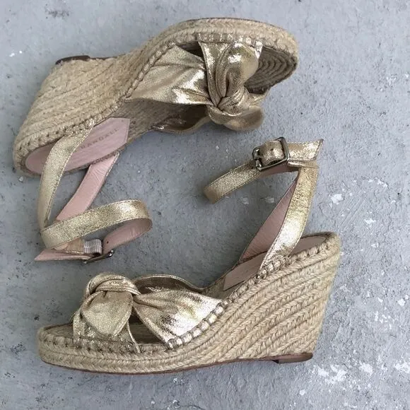 Loeffler Randall metallic bow heeled espadrilles