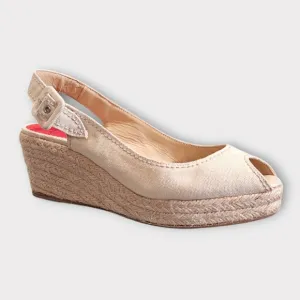 Louboutin Vintage Y2K Canvas Platform Slingback Peep Toe Wedge Espadrill…