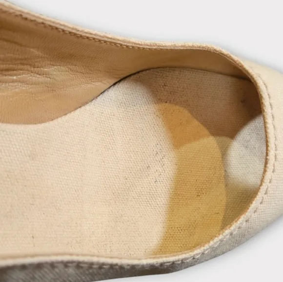 Louboutin Vintage Y2K Canvas Platform Slingback Peep Toe Wedge Espadrill…