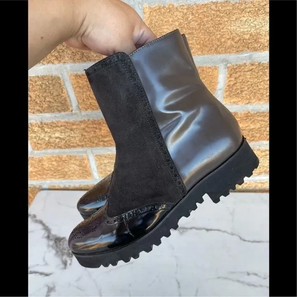 Luca Grossi suede patent leather boots 38.5
