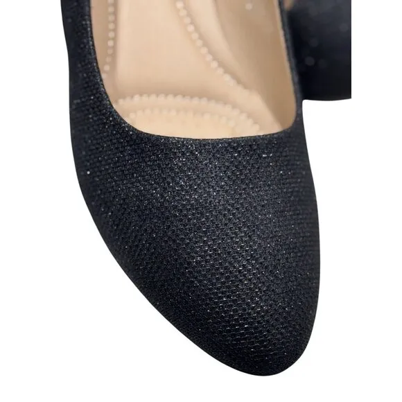 LUCITA / Friendly / Black / Glitter / Slip-On / Ballet / Flats / Pointed Toe