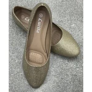 LUCITA / Friendly / Glitter Pointed-Toe / Ballet / Flats / Gold / Sparkle Synthe