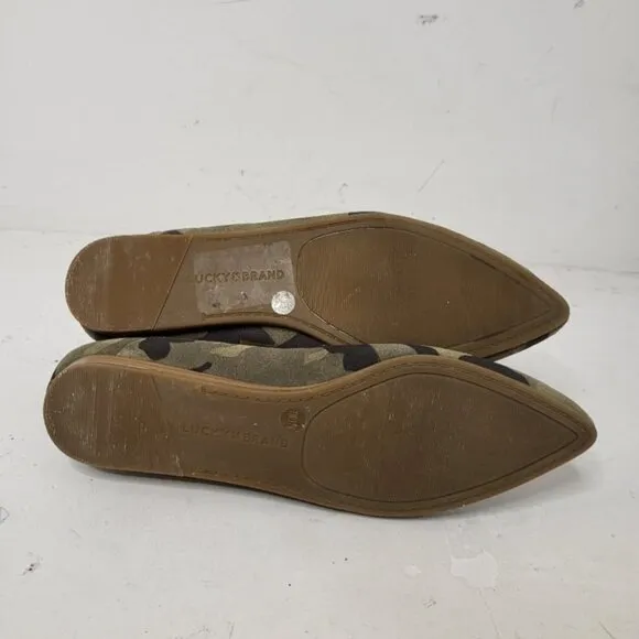 Lucky Brand Bylando Camo Print Pointed Toe Ballet Flats Size 7M