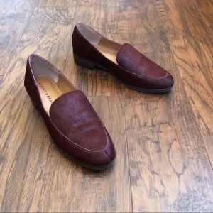 Lucky Brand • Camdyn calf cow hair loafer flat Sugar Red burgundy maroon leather