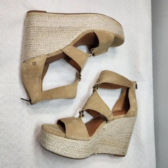Lucky Brand Rillyon Womens Size 10 M Platform Espadrilles Wedge Sandal Brown 615