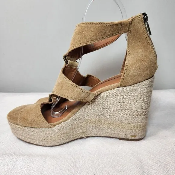 Lucky Brand Rillyon Womens Size 10 M Platform Espadrilles Wedge Sandal Brown 615
