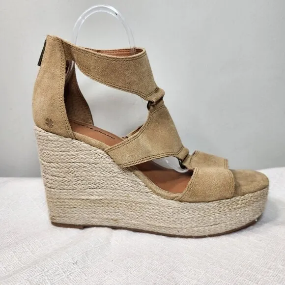 Lucky Brand Rillyon Womens Size 10 M Platform Espadrilles Wedge Sandal Brown 615