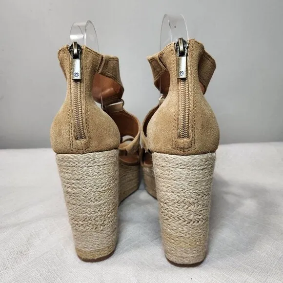 Lucky Brand Rillyon Womens Size 10 M Platform Espadrilles Wedge Sandal Brown 615