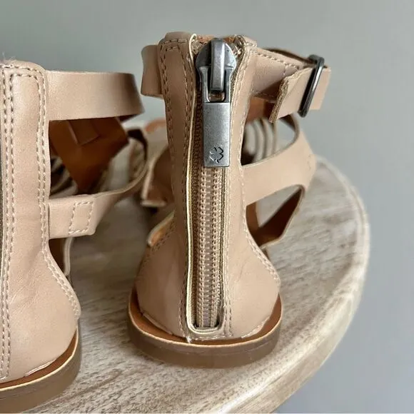 Lucky Brand Flat Gladiator Strappy Ankle Strap Sandals Sz 6 Light Tan NWOB