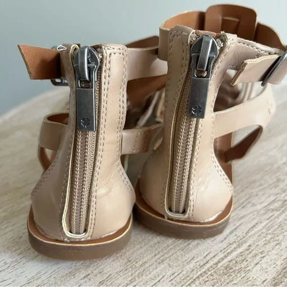 Lucky Brand Flat Gladiator Strappy Ankle Strap Sandals Sz 6 Light Tan NWOB