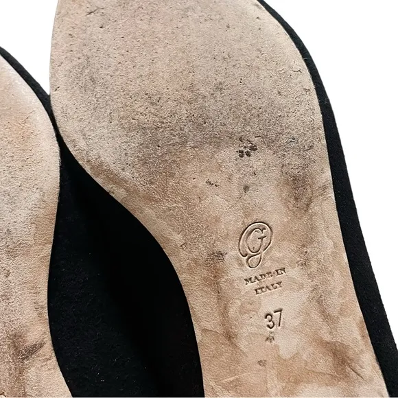 M. Gemi Black Suede Leather Lace Up Pointed Toe Brezza Flats 37