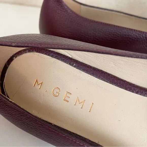 M. Gemi Stellato. Pebbled Leather Pointed Toe Flats burgundy. 9 new