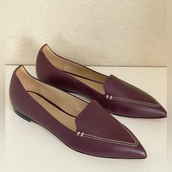 M. Gemi Stellato. Pebbled Leather Pointed Toe Flats burgundy. 9 new