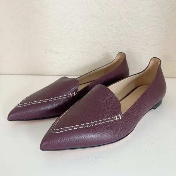 M. Gemi Stellato. Pebbled Leather Pointed Toe Flats burgundy. 9 new