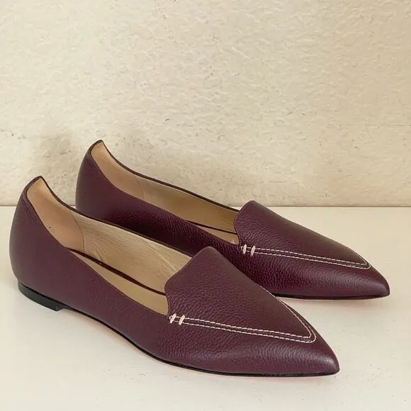 M. Gemi Stellato. Pebbled Leather Pointed Toe Flats burgundy. 9 new