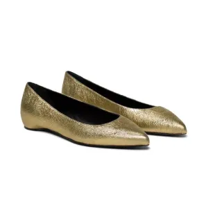 M. Gemi The Esatto Leather Pointed Toe Flats Gold Size 37.5