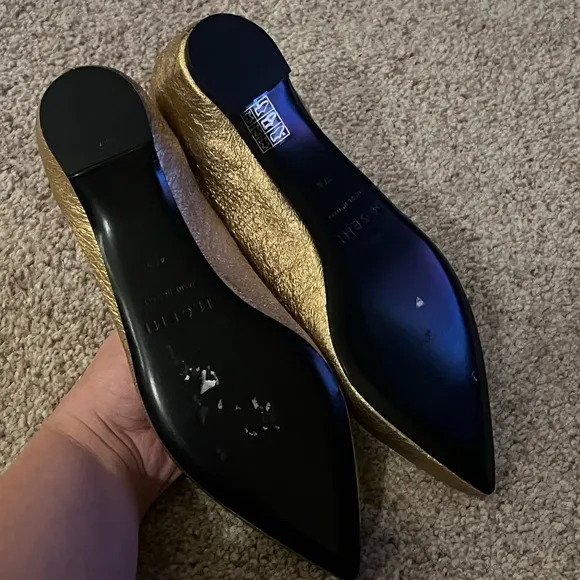 M. Gemi The Esatto Leather Pointed Toe Flats Gold Size 37.5