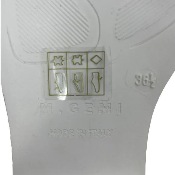 M. Gemi The Melissa Bow Calf Leather Flat Sandals White Size 36.5