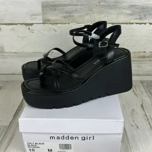 Madden Girl Volt womens size 10 Black faux leather buckle strappy sandals new