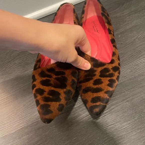Made in Italy Calf Hair Leopard Print Pointed Toe Comfort Flats Size 8