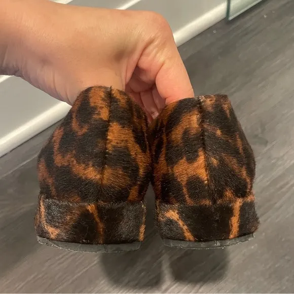 Made in Italy Calf Hair Leopard Print Pointed Toe Comfort Flats Size 8