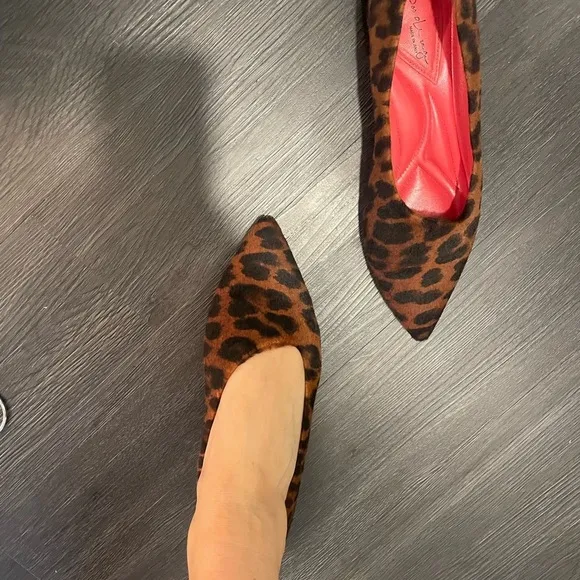 Made in Italy Calf Hair Leopard Print Pointed Toe Comfort Flats Size 8