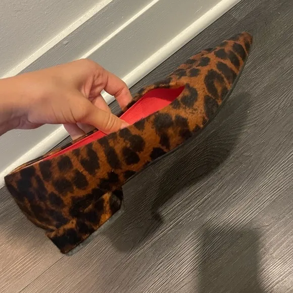 Made in Italy Calf Hair Leopard Print Pointed Toe Comfort Flats Size 8