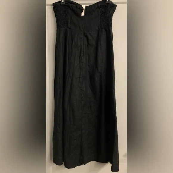 Madewell 100% Linen Cutout Strapless Black Midi Dress size 8 NWT