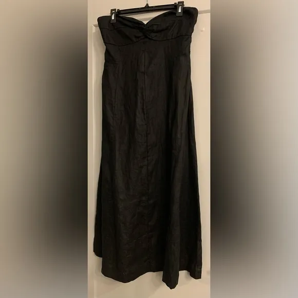Madewell 100% Linen Cutout Strapless Black Midi Dress size 8 NWT
