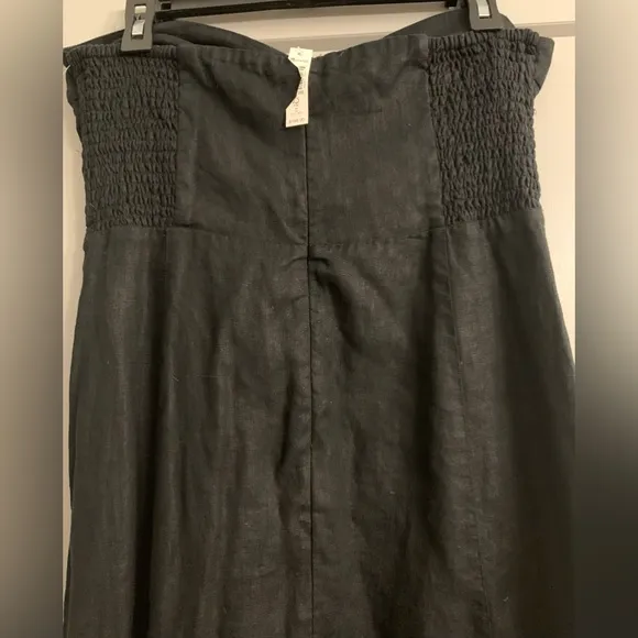 Madewell 100% Linen Cutout Strapless Black Midi Dress size 8 NWT