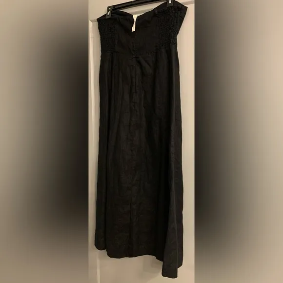 Madewell 100% Linen Cutout Strapless Black Midi Dress size 8 NWT