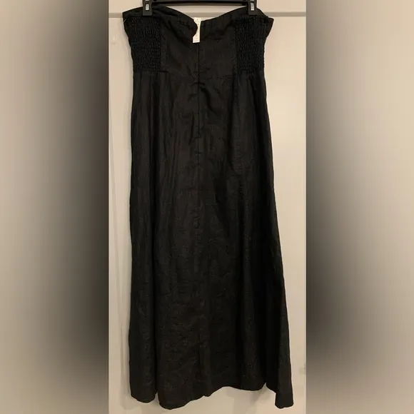 Madewell 100% Linen Cutout Strapless Black Midi Dress size 8 NWT