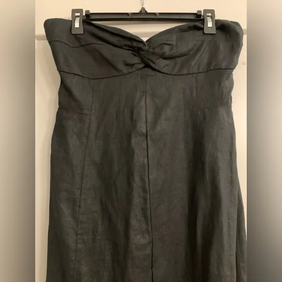 Madewell 100% Linen Cutout Strapless Black Midi Dress size 8 NWT