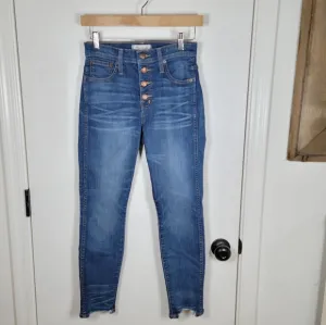 Madewell 10&quot; High Riser Skinny Skinny Raw Hem Jeans Size 25S