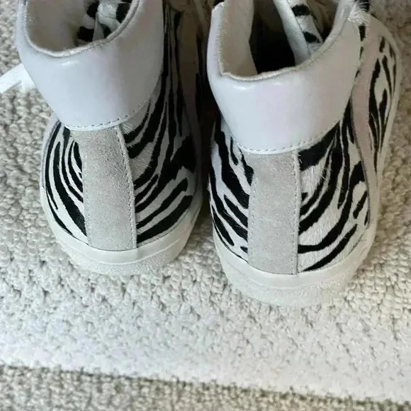 Madewell Black And White Sidewalk High-Top Sneakers in Zebra Calf Hair