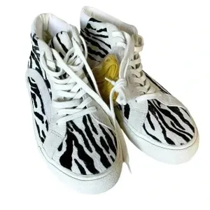 Madewell Black And White Sidewalk High-Top Sneakers in Zebra Calf Hair