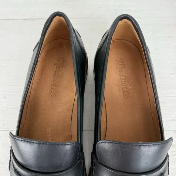 Madewell Corinne Lugsole Loafers Women 8.5 Black Leather Classic Chunky Preppy