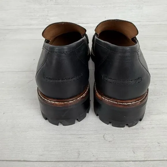 Madewell Corinne Lugsole Loafers Women 8.5 Black Leather Classic Chunky Preppy