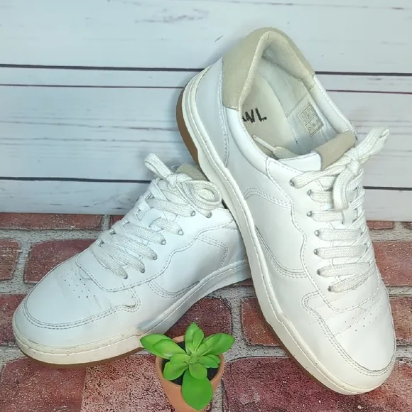 Madewell Court Sneakers White Ivory Leather Minimalist Unisex Women 9 Men 7.5