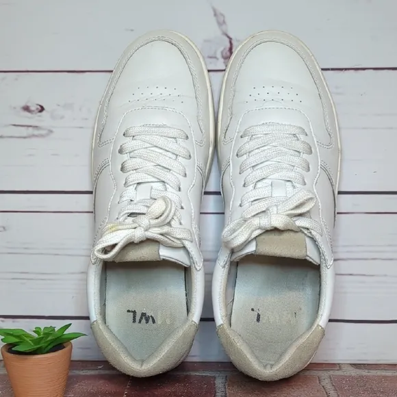 Madewell Court Sneakers White Ivory Leather Minimalist Unisex Women 9 Men 7.5