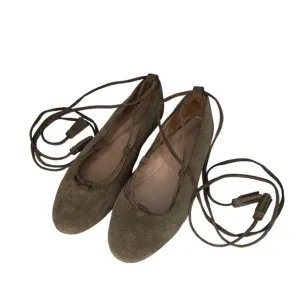 Madewell Inga Suede Lace Up Ballet Flats Light Brown Size 6.5