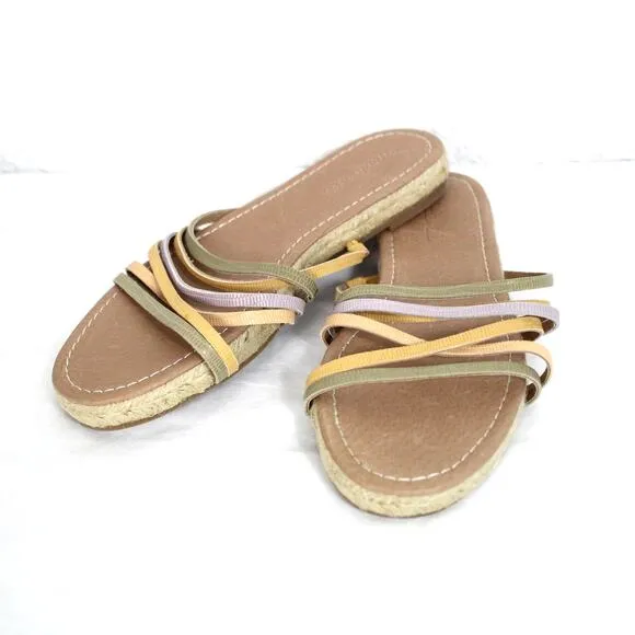 Madewell The Kathryn Espadrille Slide Sandal in Leather Size 9 NIB Multi