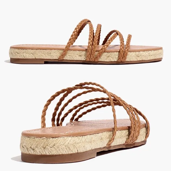 Madewell The Kathryn Espadrille Slide Sandal in Leather