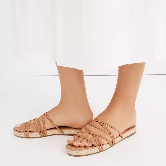 Madewell The Kathryn Espadrille Slide Sandal in Leather