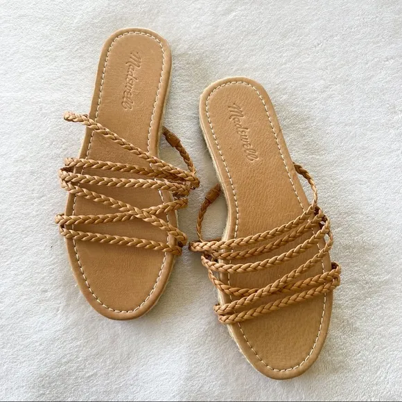 Madewell The Kathryn Espadrille Slide Sandal in Leather