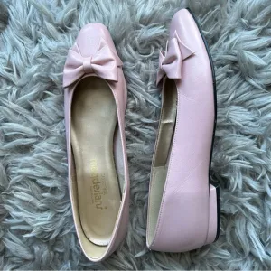 Magdesians vintage coquette pink bow leather ballet flats women’s shoe size 10