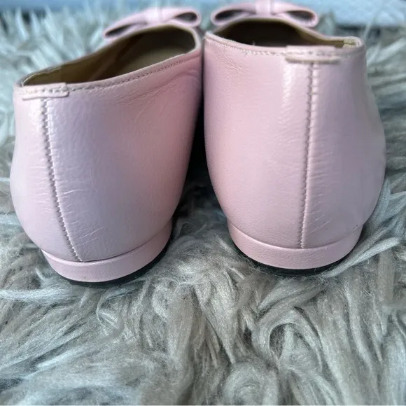 Magdesians vintage coquette pink bow leather ballet flats women’s shoe size 10