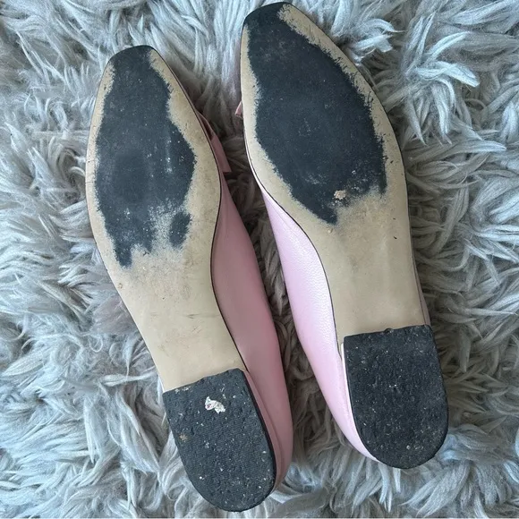 Magdesians vintage coquette pink bow leather ballet flats women’s shoe size 10