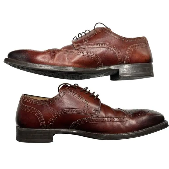 Magnanni Dress Shoes Wingtip Dark Brown Leather Lace Up Loafers Mens Size 10