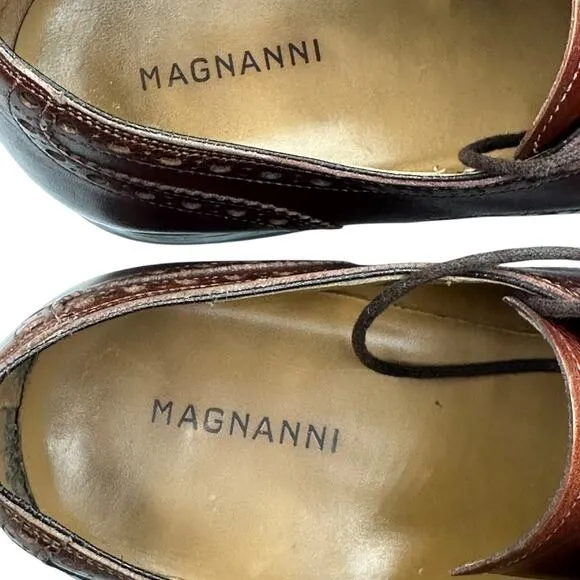 Magnanni Dress Shoes Wingtip Dark Brown Leather Lace Up Loafers Mens Size 10